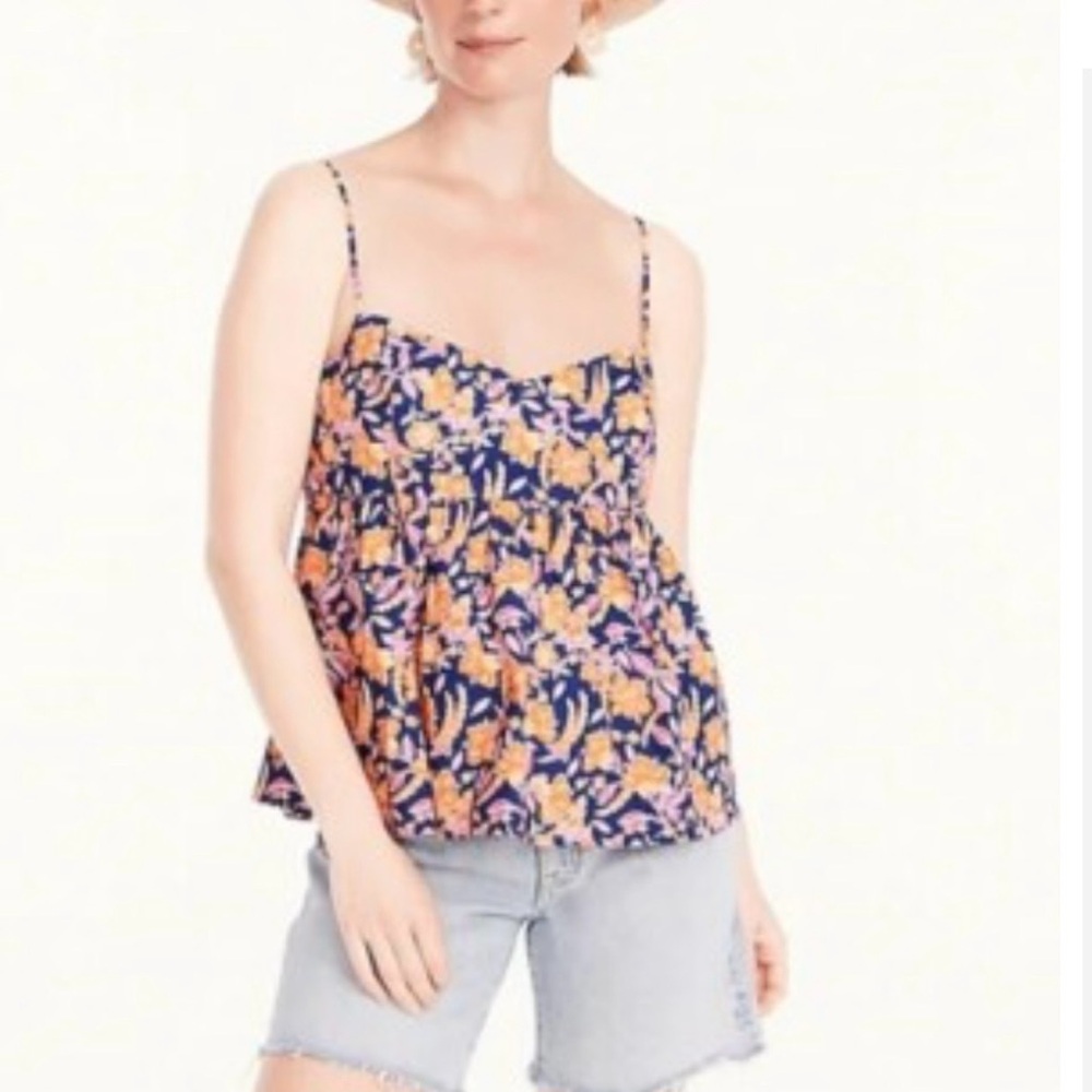 J.Crew Navy Floral Spaghetti-Strap Peplum Camisole Size XXL NWT - Picture 8 of 13